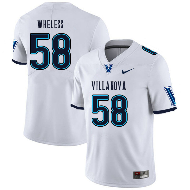 Men #58 Ben Wheless Villanova Wildcats College Football Jerseys Sale-White